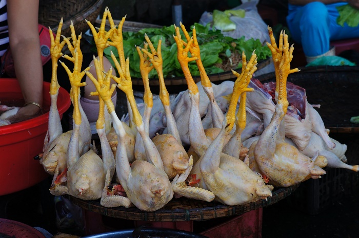 It sounds weird but true that the locals still love to buy their chicken with the feet and head on (or even with its internal parts).